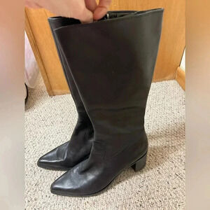 Enzo Angiolini black leather snip toe heeled boots 8.5